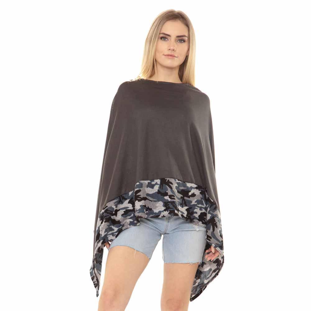 Gray Camouflage Pattern Trim Poncho - Jewelry Store by Erik Rayo