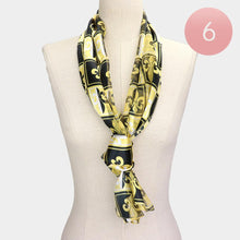 Load image into Gallery viewer, Black 6PCS - Silk Feel  Fleur De Lis Print Scarf
