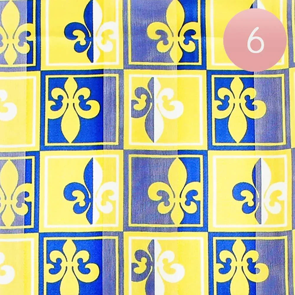 Blue 6PCS - Silk Feel Fleur De Lis Print Scarf - Jewelry Store by Erik Rayo
