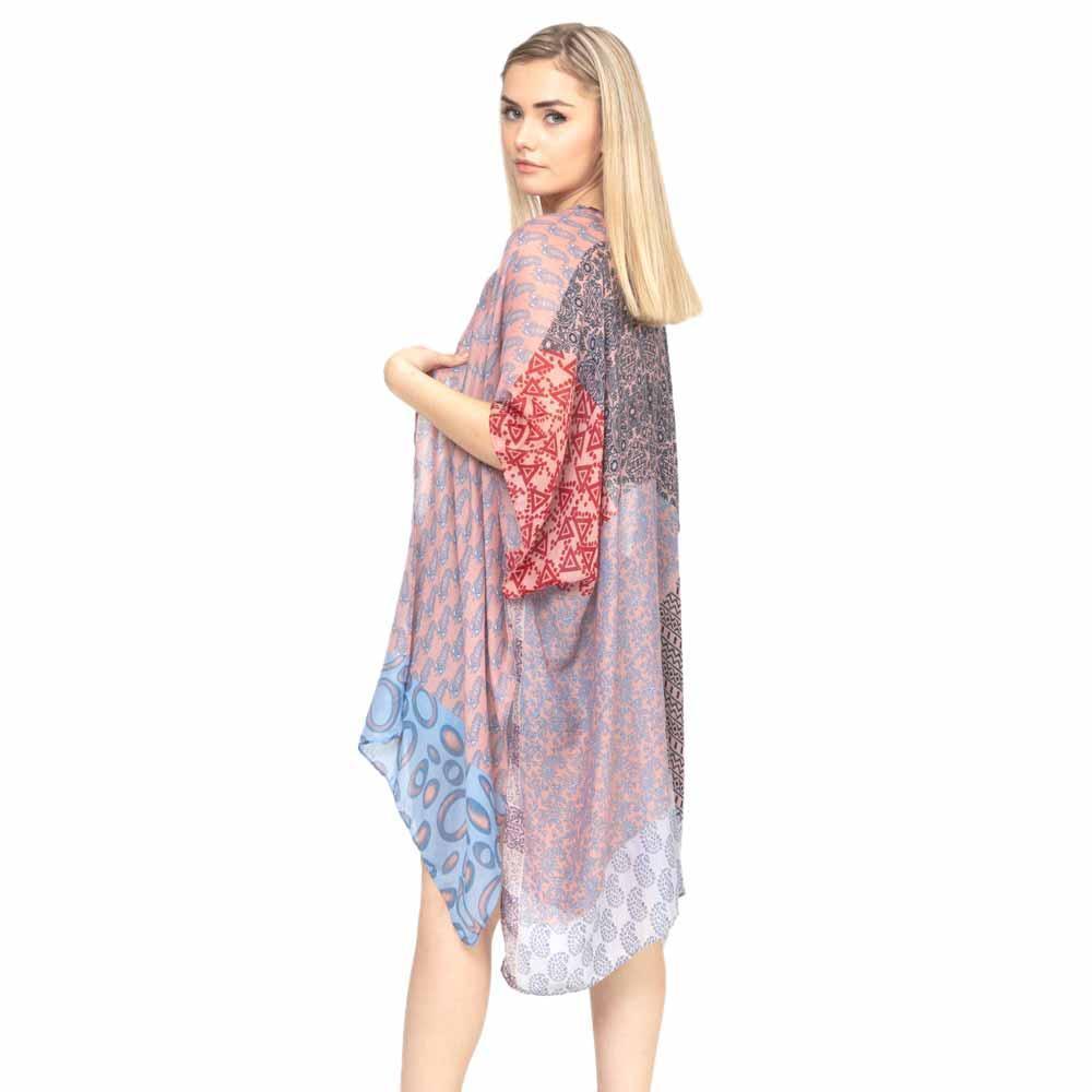 Pink Mixed Pattern Kimono Poncho - Jewelry Store by Erik Rayo