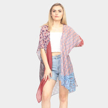 Load image into Gallery viewer, Pink Mixed Pattern Kimono Poncho
