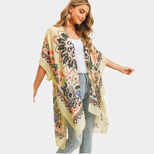 Load image into Gallery viewer, Yellow Bohemian Print Cover Up Kimono Poncho
