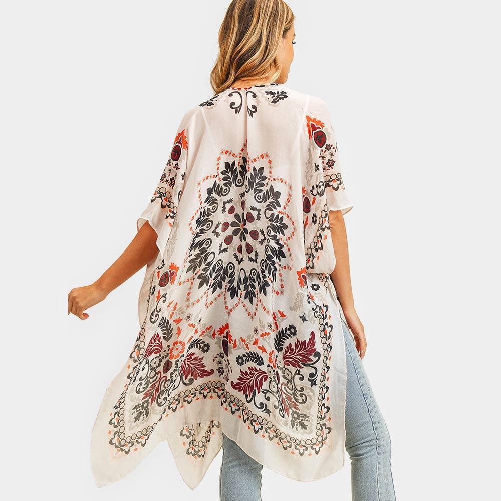 Pink Bohemian Print Cover Up Kimono Poncho - Jewelry Store by Erik Rayo