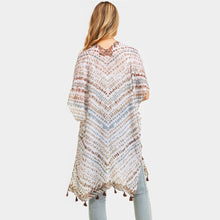 Load image into Gallery viewer, Brown Multi Dash Pattern Tassel Cover Up Kimono Poncho
