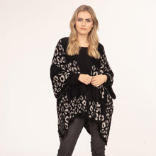 Load image into Gallery viewer, Black Leopard Printed Ruana Poncho
