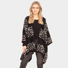 Load image into Gallery viewer, Black Leopard Printed Ruana Poncho
