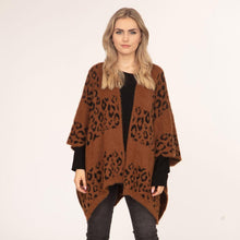 Load image into Gallery viewer, Brown Leopard Printed Ruana Poncho
