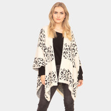 Load image into Gallery viewer, Ivory Leopard Printed Ruana Poncho
