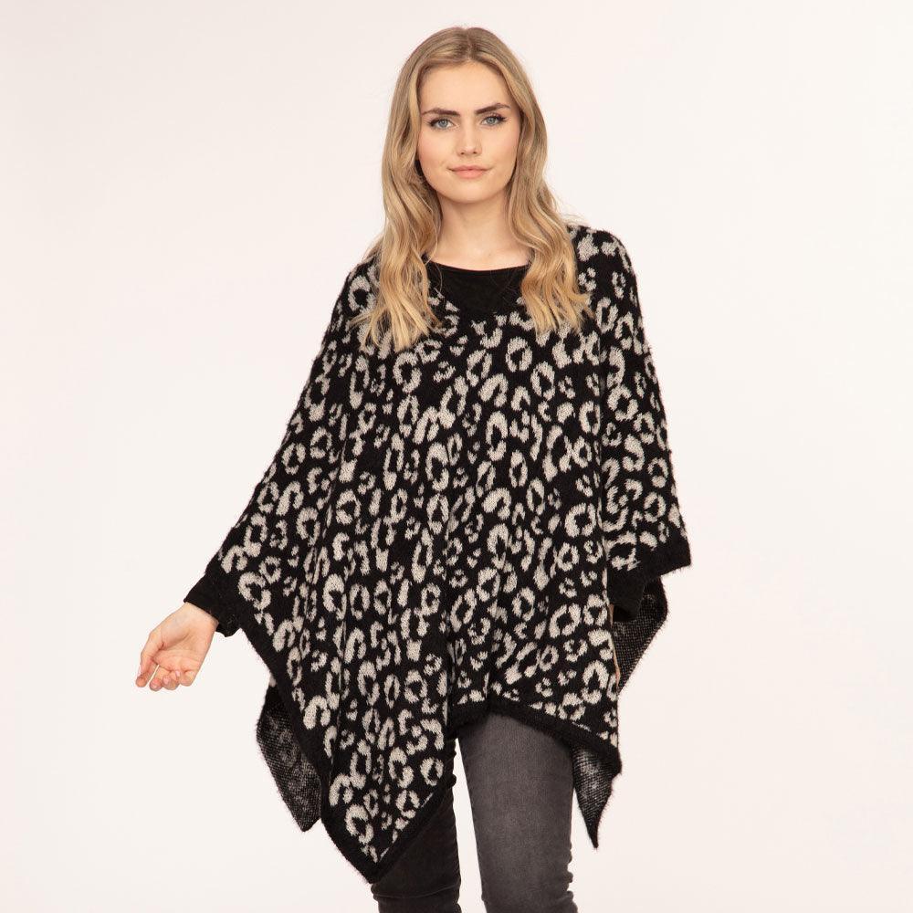 Black Leopard Printed Poncho - Jewelry Store by Erik Rayo