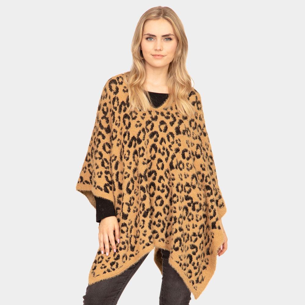 Taupe Leopard Printed Poncho