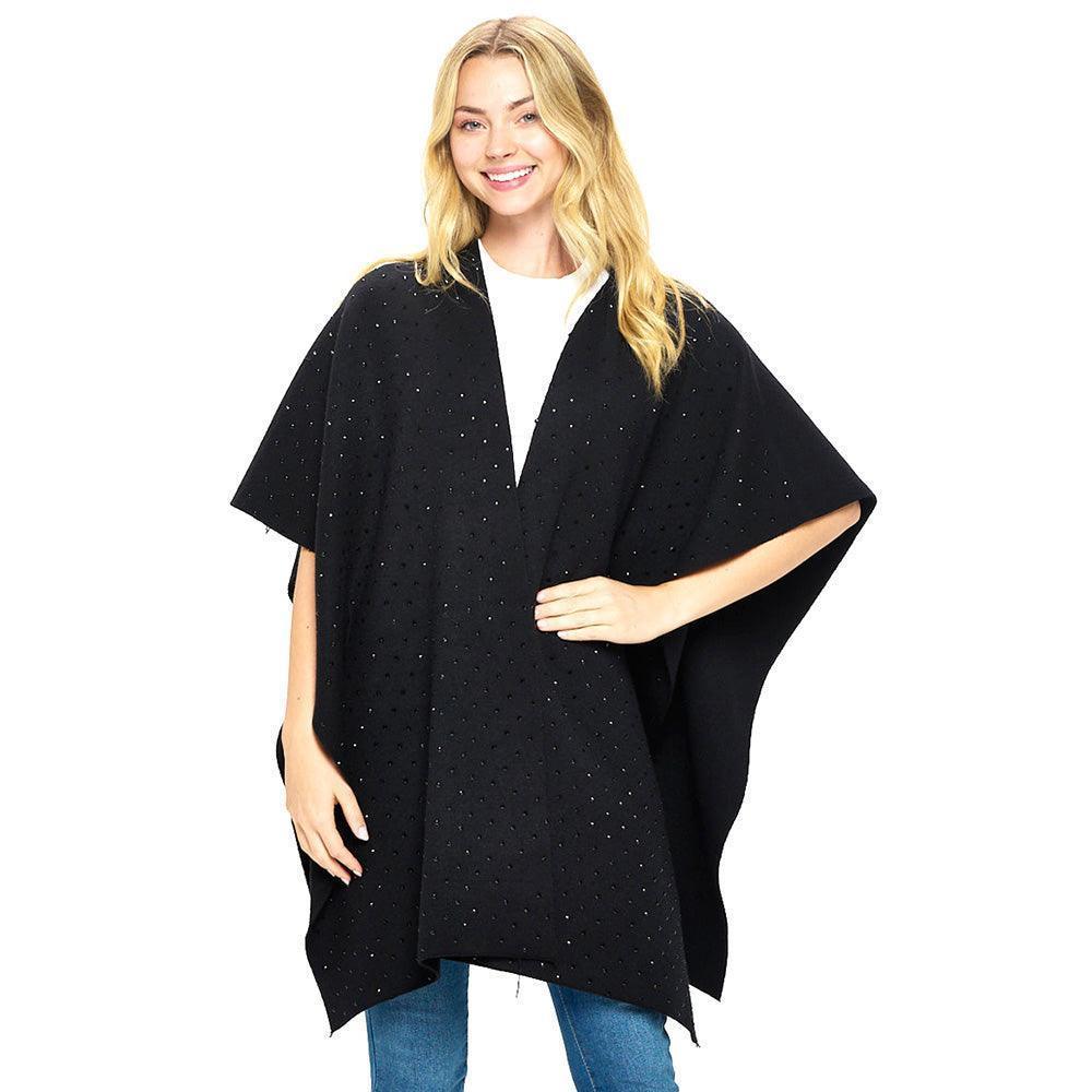 Black Bling Solid Ruana Poncho - Jewelry Store by Erik Rayo