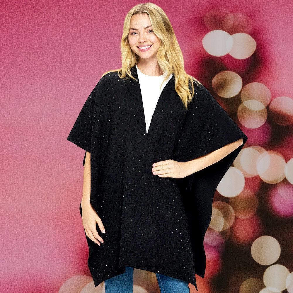 Black Bling Solid Ruana Poncho - Jewelry Store by Erik Rayo