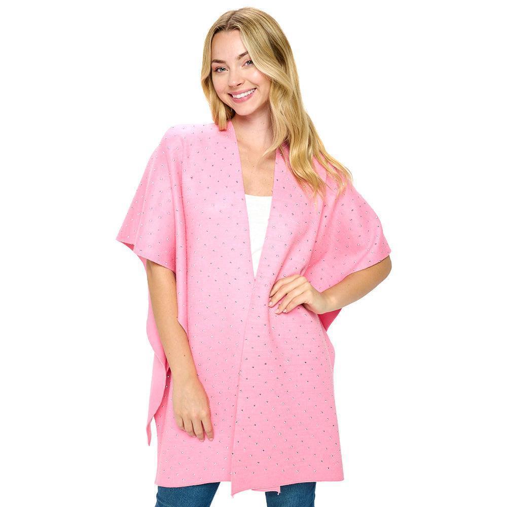 Pink Bling Solid Ruana Poncho - Jewelry Store by Erik Rayo