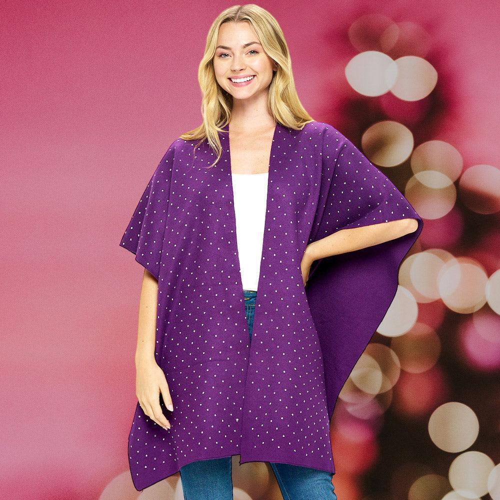 Purple Bling Solid Ruana Poncho - Jewelry Store by Erik Rayo