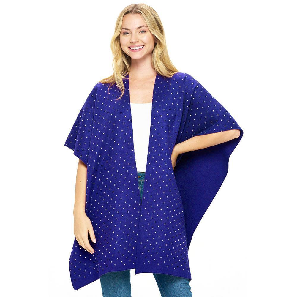 Royal Blue Bling Solid Ruana Poncho - Jewelry Store by Erik Rayo