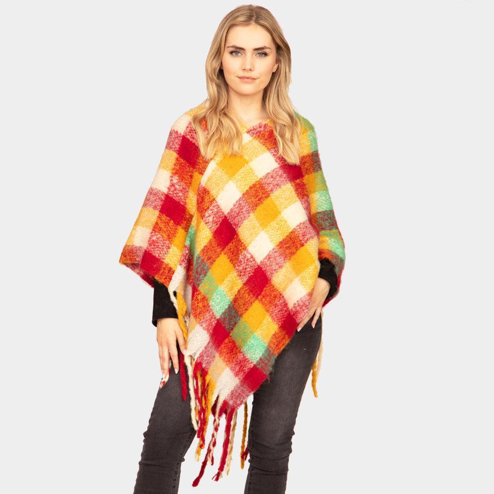 Plaid Check Patterned Poncho - Jewelry Store by Erik Rayo