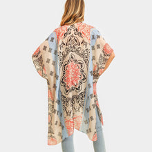 Load image into Gallery viewer, Coral Bohemian Patterned Cover Up Kimono Poncho
