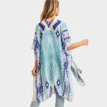 Load image into Gallery viewer, Mint Tribal Patterned Cover Up Kimono Poncho
