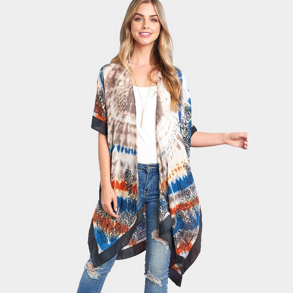 Tie Dye Boho Printed Cover Up Kimono Poncho - Jewelry Store by Erik Rayo