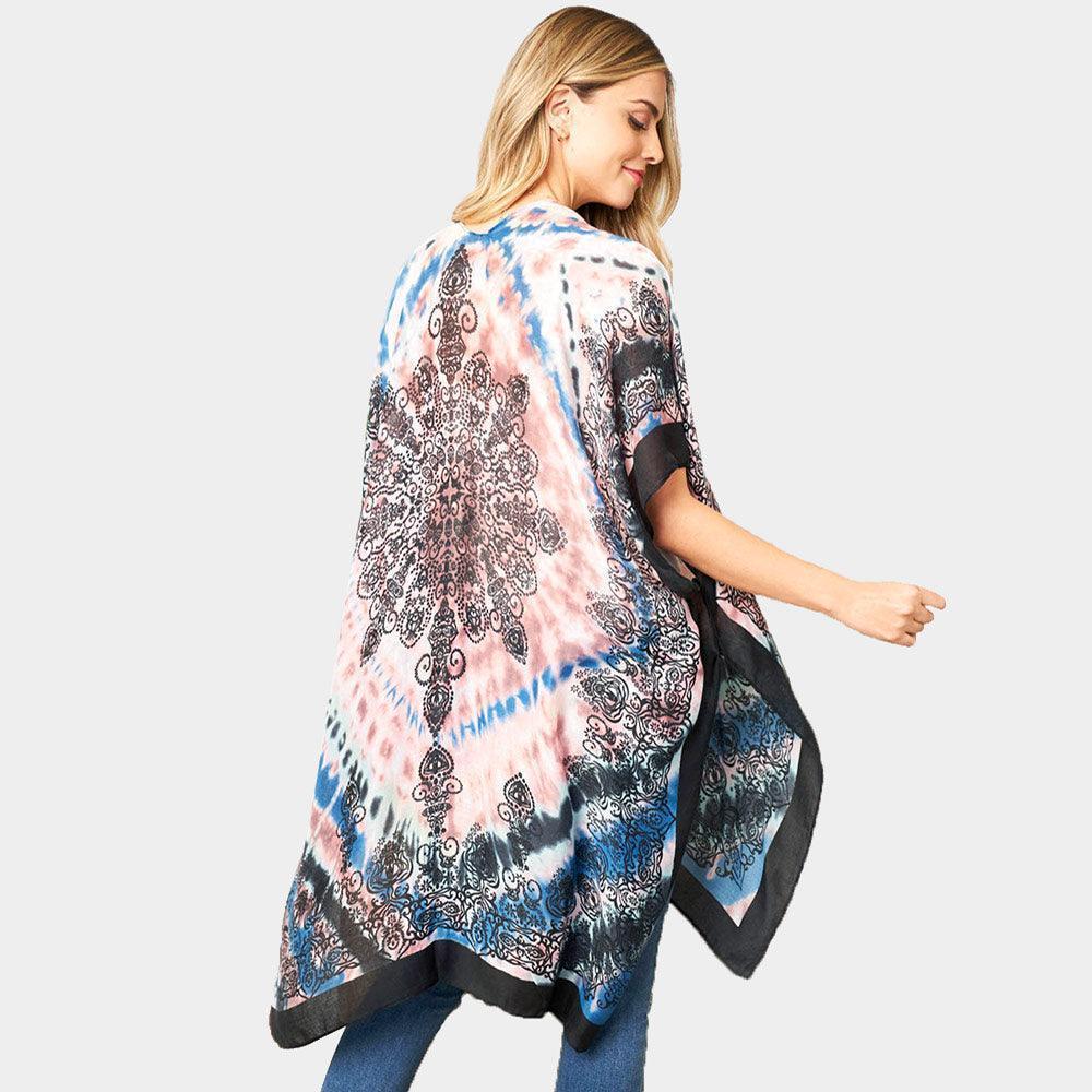 Pink Tie Dye Boho Printed Cover Up Kimono Poncho - Jewelry Store by Erik Rayo