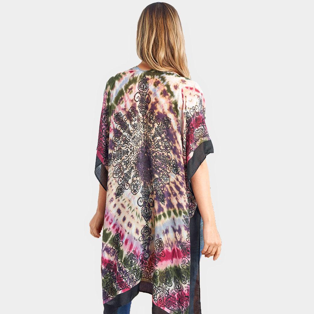 Purple Tie Dye Boho Printed Cover Up Kimono Poncho - Jewelry Store by Erik Rayo