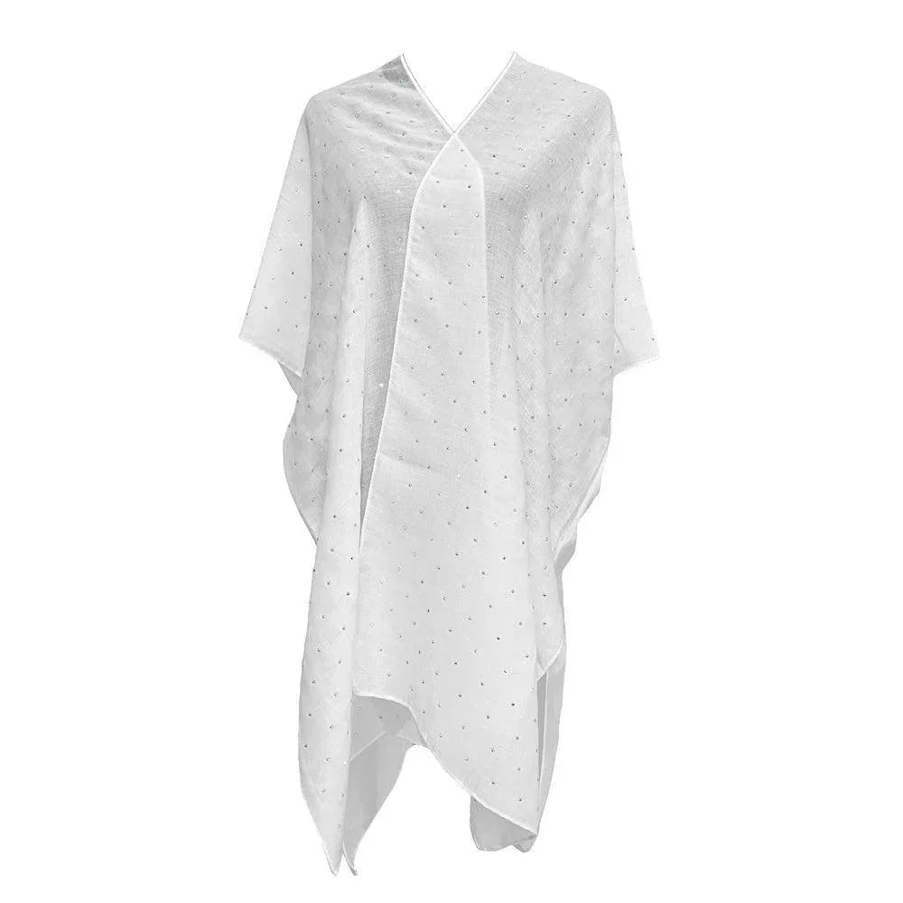 White Bling Studded Embellished Kimono Poncho - Jewelry Store by Erik Rayo
