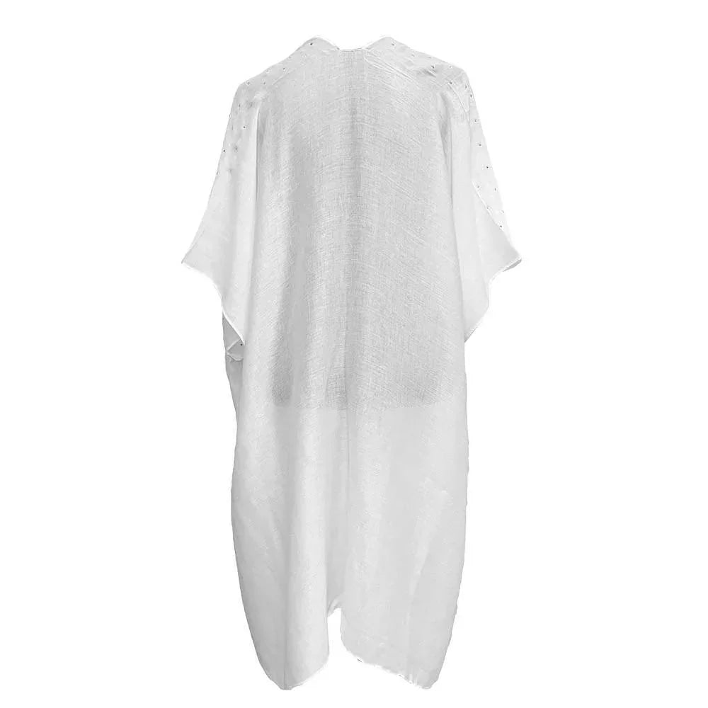 White Bling Studded Embellished Kimono Poncho - Jewelry Store by Erik Rayo