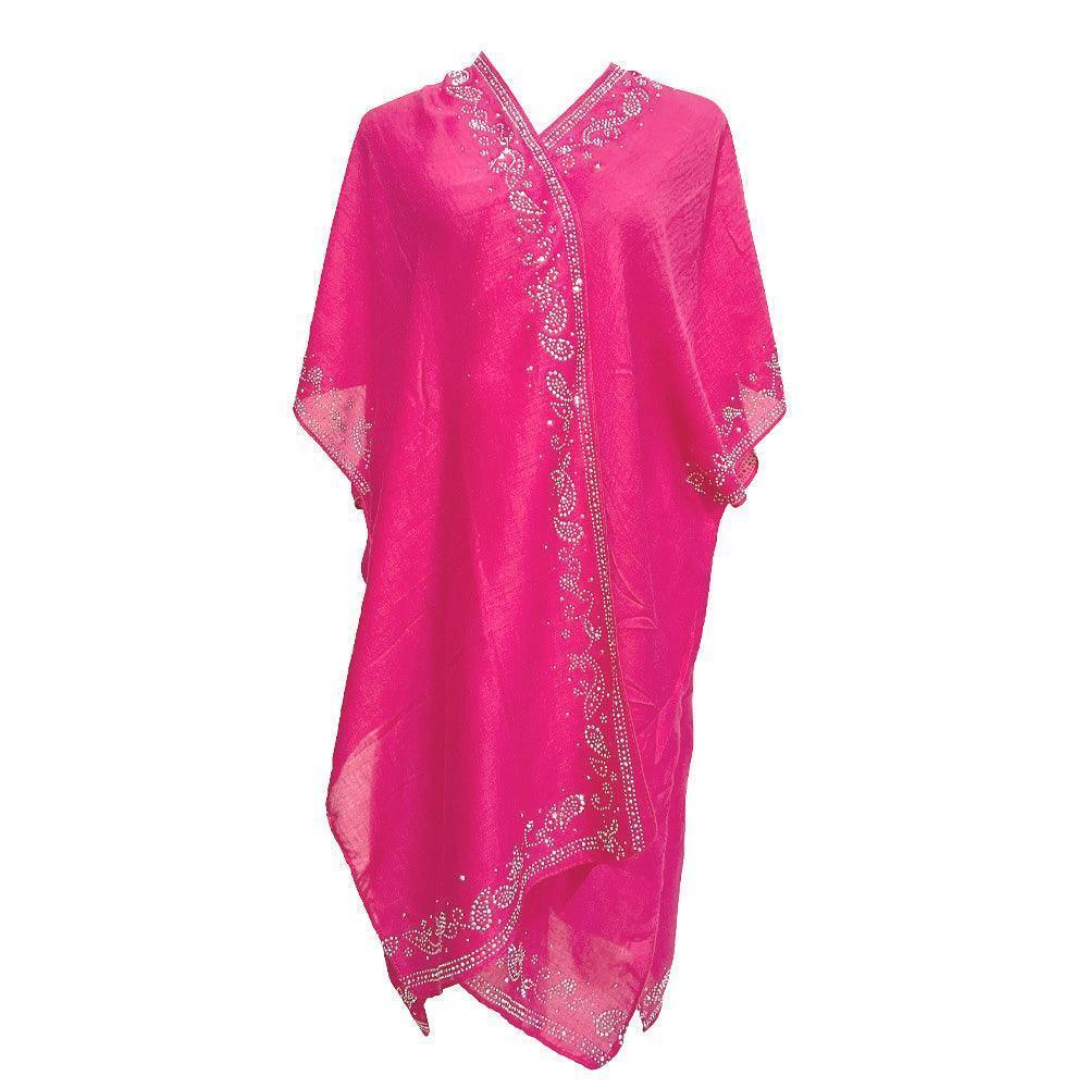 Silver Bling Studded Leaves Pattern Pointed Kimono Poncho - Jewelry Store by Erik Rayo