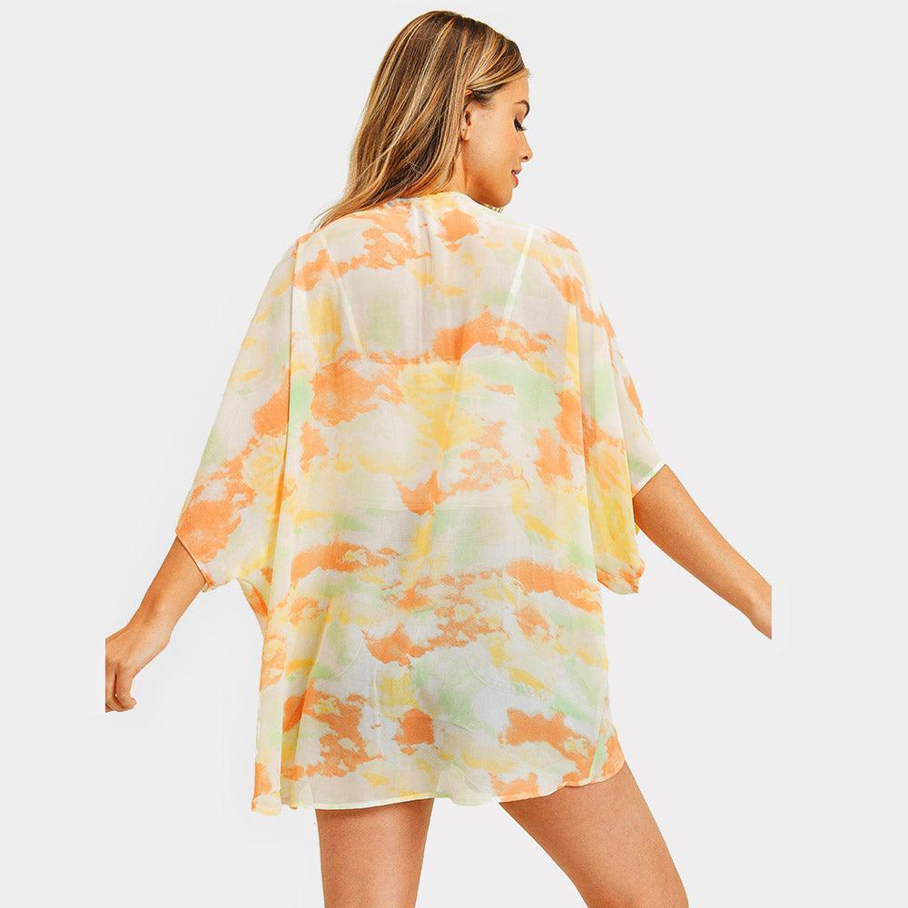 Orange Tie Dye Cover Up Kimono Poncho - Jewelry Store by Erik Rayo