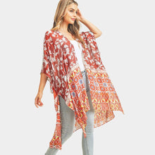 Load image into Gallery viewer, Red Multi Patterned Cover Up Kimono Poncho
