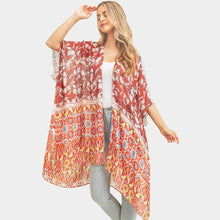 Load image into Gallery viewer, Red Multi Patterned Cover Up Kimono Poncho
