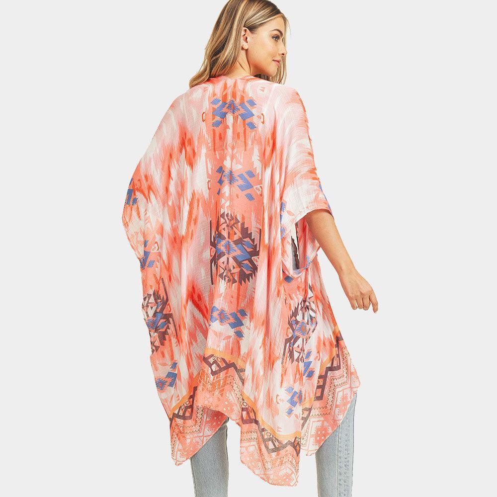 Pink Boho Tie Dye Cover Up Kimono Poncho - Jewelry Store by Erik Rayo