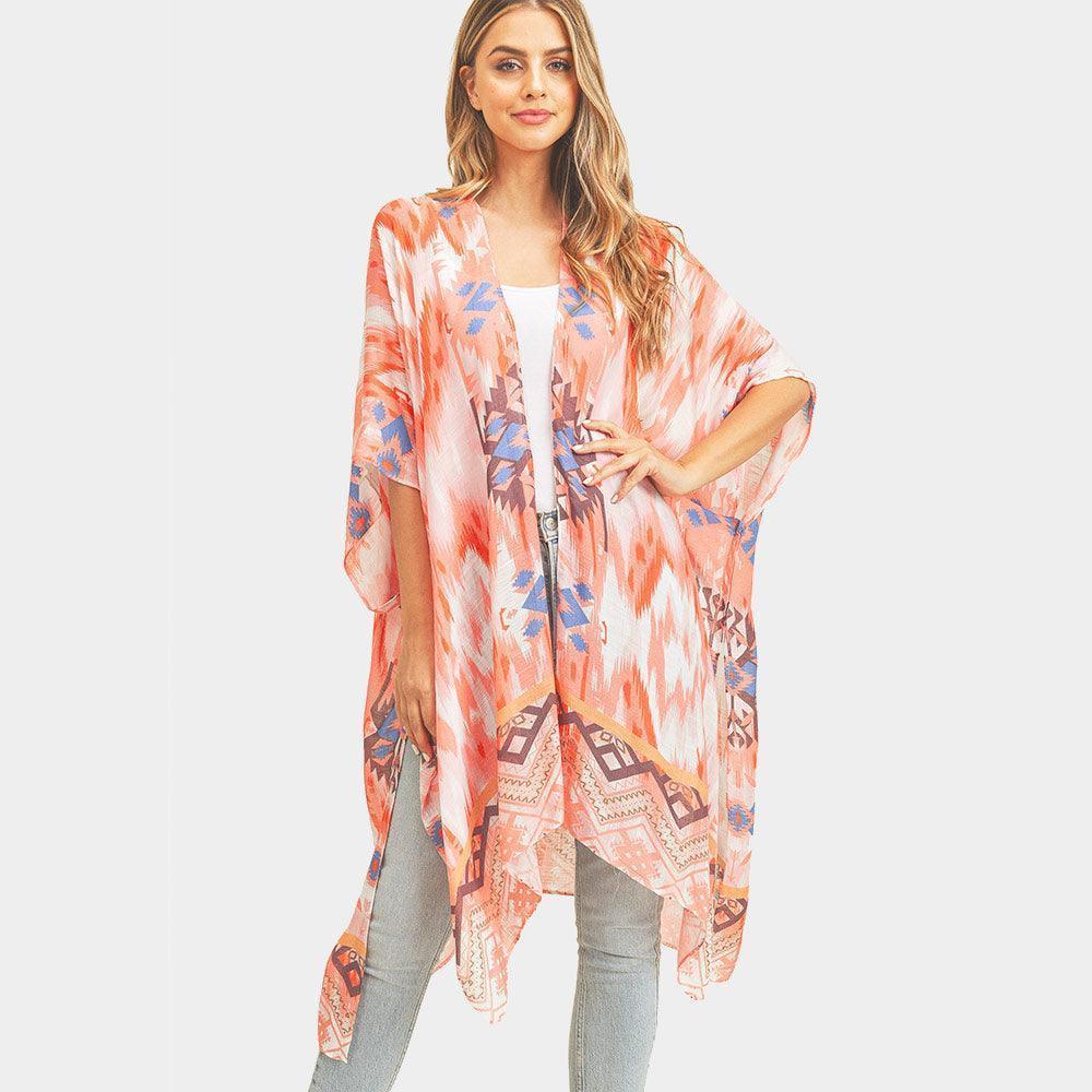 Pink Boho Tie Dye Cover Up Kimono Poncho - Jewelry Store by Erik Rayo