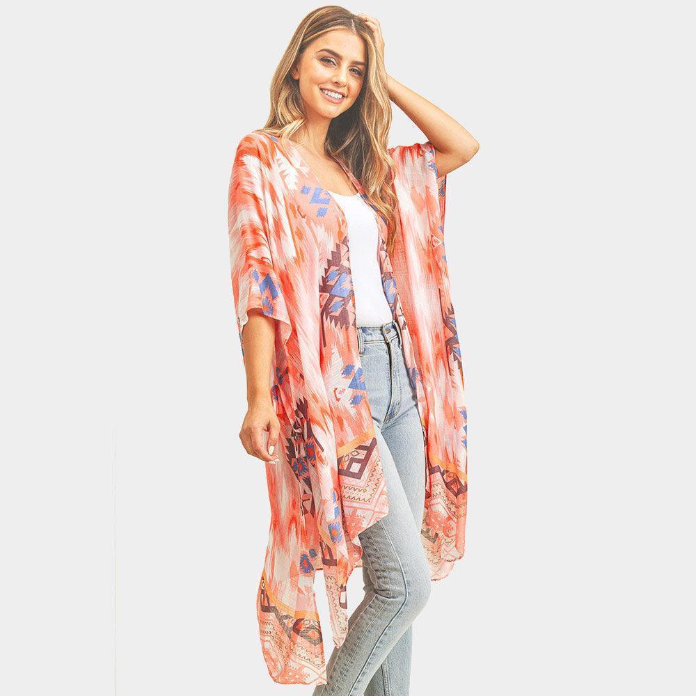 Pink Boho Tie Dye Cover Up Kimono Poncho - Jewelry Store by Erik Rayo