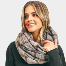 Load image into Gallery viewer, Blue Plaid Check Infinity Scarf
