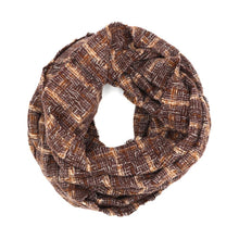 Load image into Gallery viewer, Brown Plaid Check Infinity Scarf
