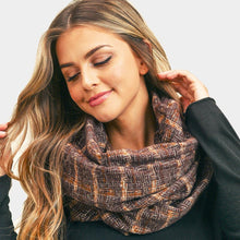 Load image into Gallery viewer, Brown Plaid Check Infinity Scarf
