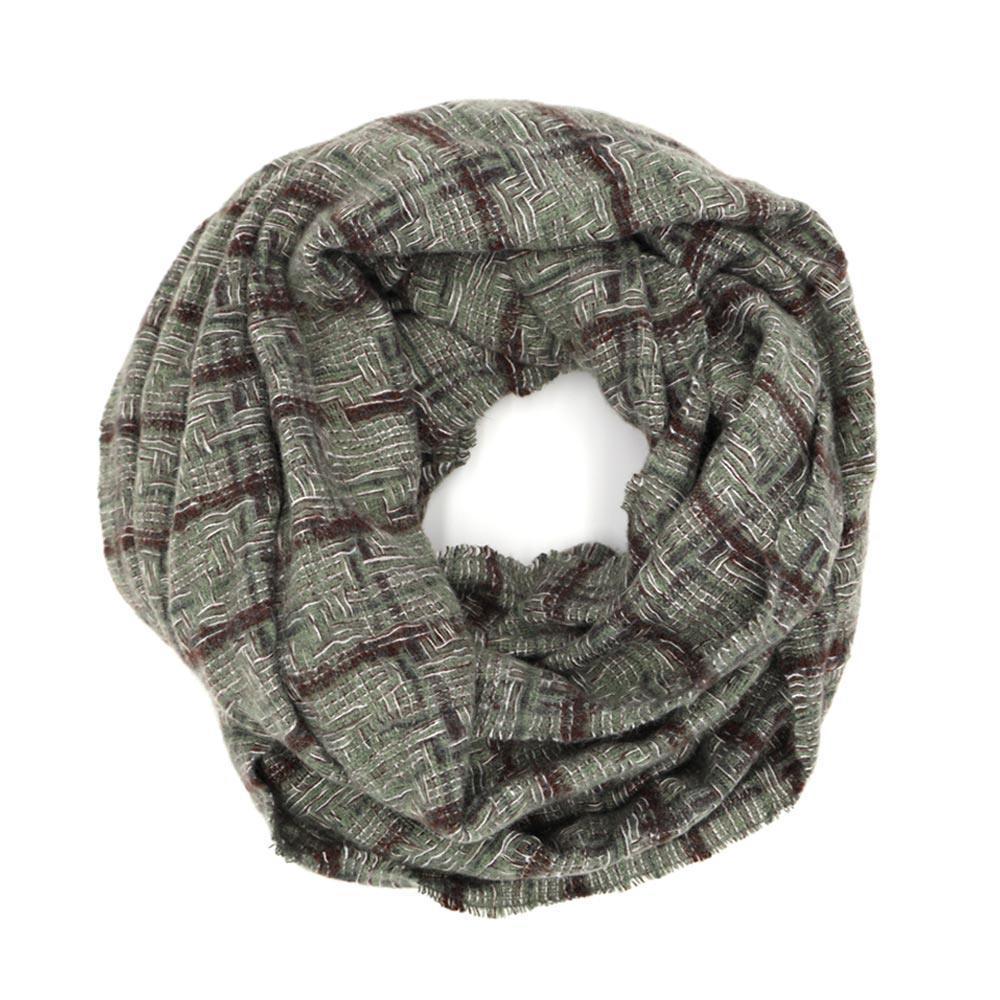 Olive Green Plaid Check Infinity Scarf - Jewelry Store by Erik Rayo