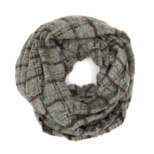 Load image into Gallery viewer, Olive Green Plaid Check Infinity Scarf
