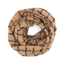 Load image into Gallery viewer, Taupe Plaid Check Infinity Scarf
