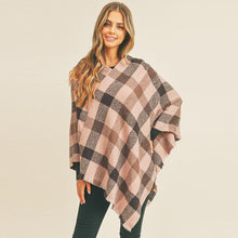 Load image into Gallery viewer, Pink Multi Color Checker Poncho
