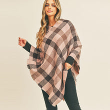 Load image into Gallery viewer, Pink Multi Color Checker Poncho
