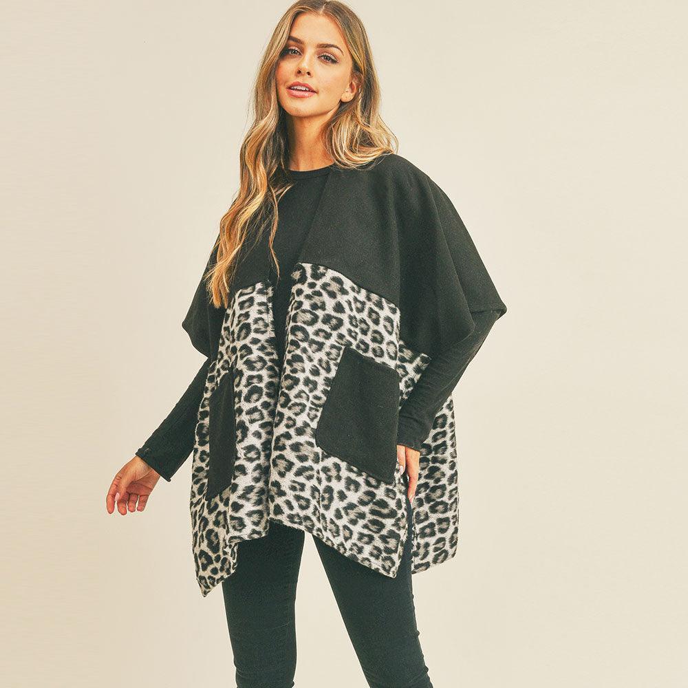 Gray Leopard Pocket Kimono Poncho - Jewelry Store by Erik Rayo