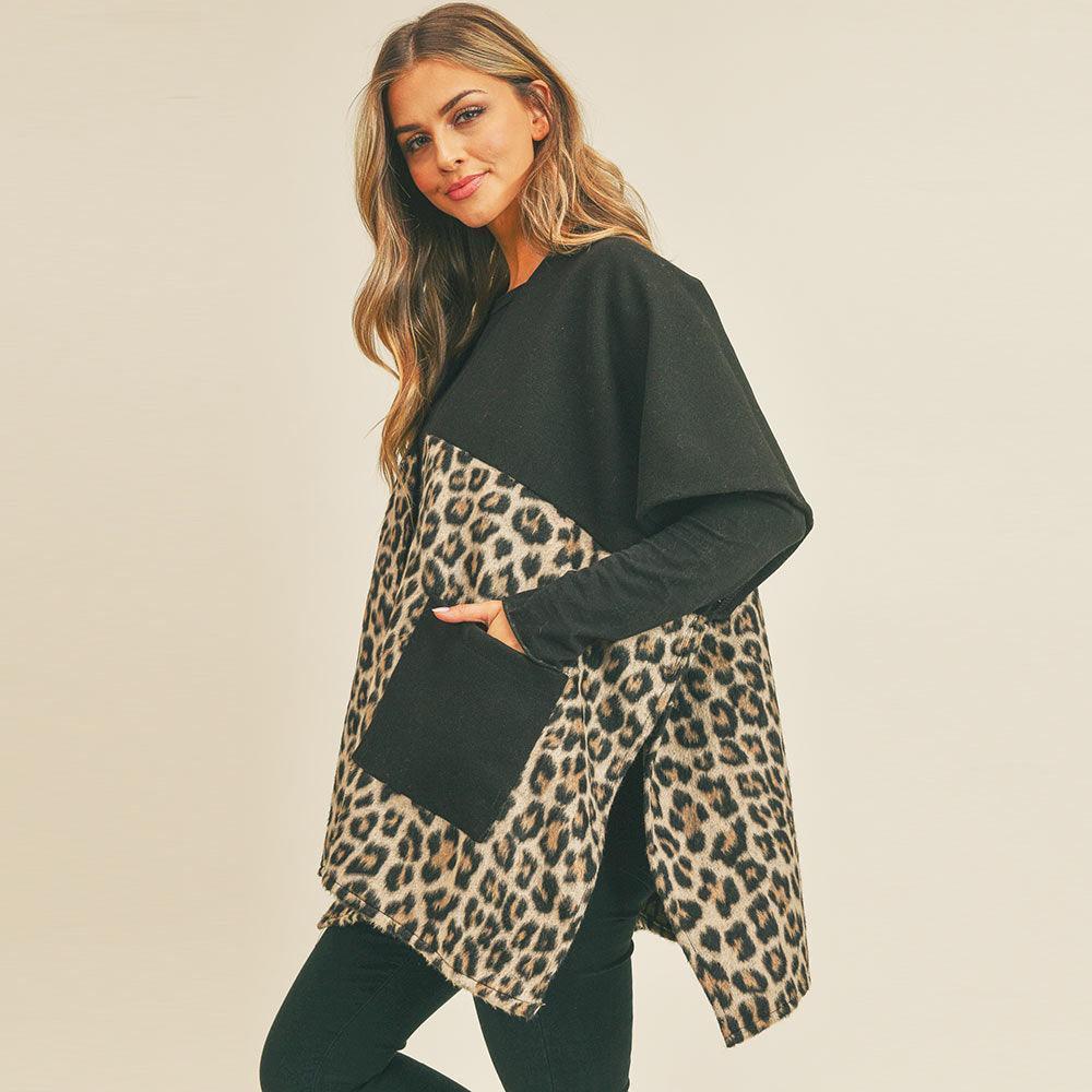 Taupe Leopard Pocket Kimono Poncho - Jewelry Store by Erik Rayo