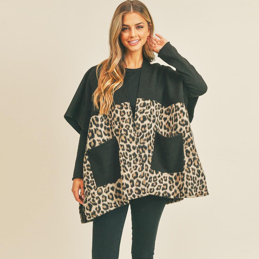 Taupe Leopard Pocket Kimono Poncho - Jewelry Store by Erik Rayo