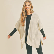 Load image into Gallery viewer, Ivory Braided Trim Lined Kimono Poncho
