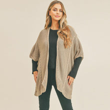 Load image into Gallery viewer, Taupe Braided Trim Lined Kimono Poncho
