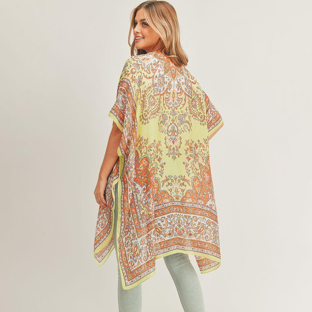 Green Patterned Cover Up Kimono Poncho - Jewelry Store by Erik Rayo