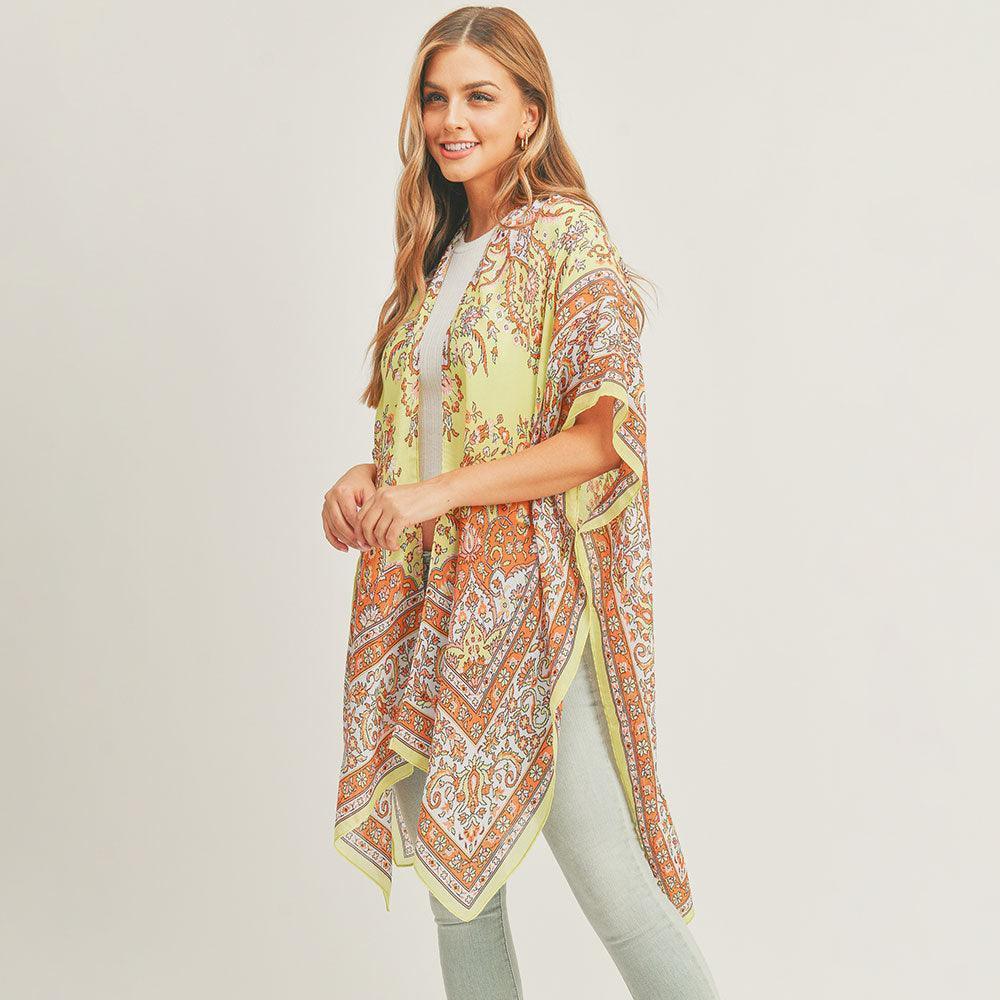 Green Patterned Cover Up Kimono Poncho - Jewelry Store by Erik Rayo