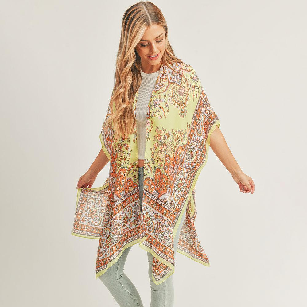 Green Patterned Cover Up Kimono Poncho - Jewelry Store by Erik Rayo